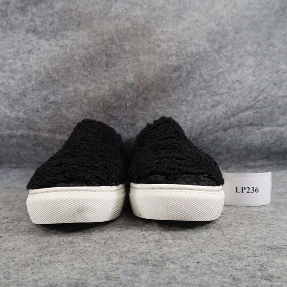 Steven Shoes Womens 6 Sneakers Casual Slip On Skimmer Faux Fur Black Fashion NY - Picture 3 of 16